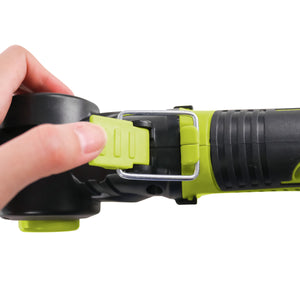 Close-up of the head lock for the Sun Joe 24-volt Cordless Handheld and Long-Reach Pruner and Lopper.