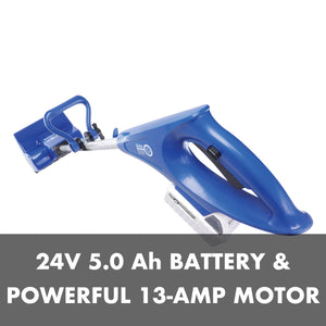 24-volt 5.0-Ah battery and powerful 13-amp motor.