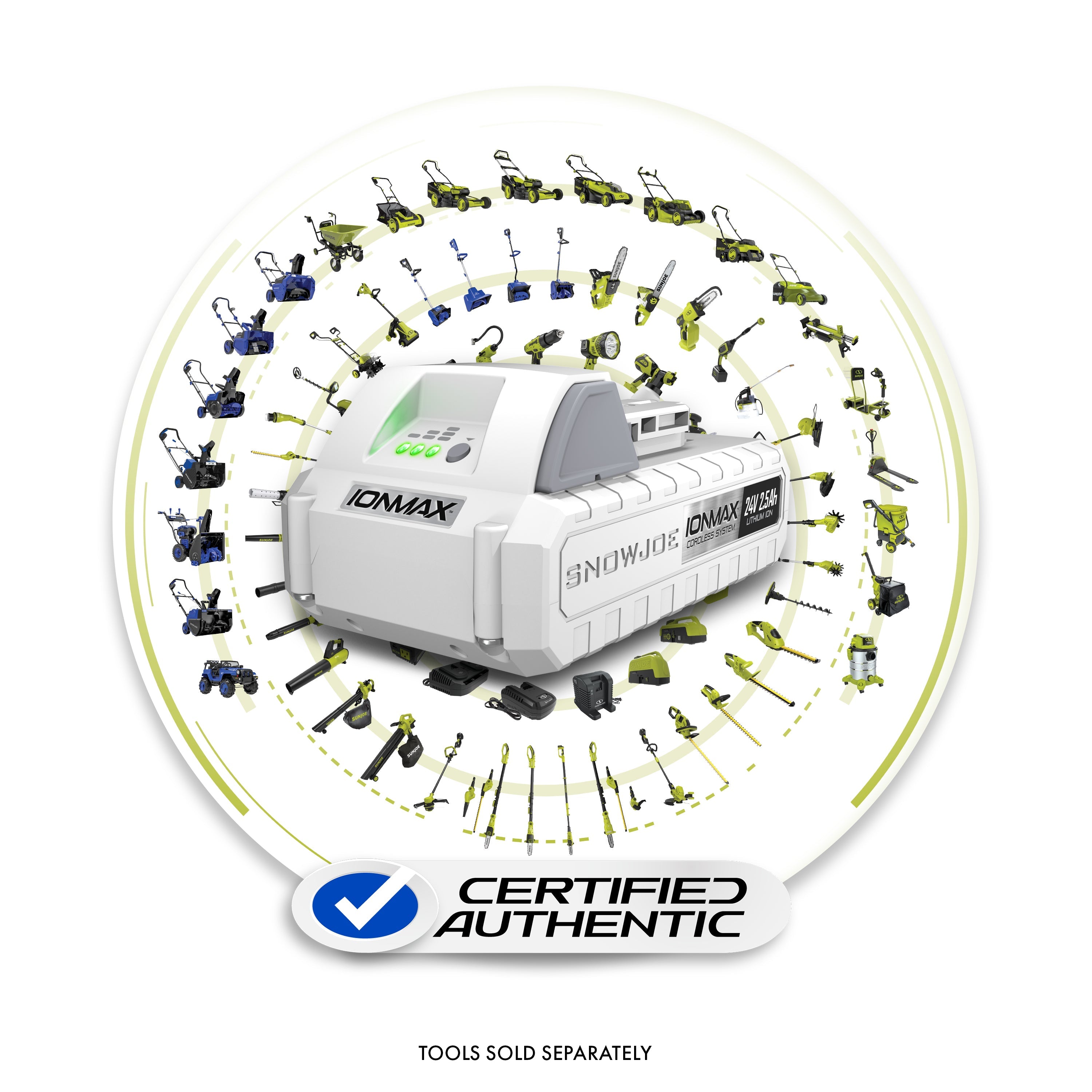 Snow Joe 24VBAT-LT CERTIFIED AUTHENTIC IONMAX 24-Volt* 2.5-Ah Lithium-ION Battery | Universal for all JOE Brands (Sun Joe, Auto Joe, Snow Joe, Power Joe) IONMAX Devices | Battery Management System | 3-Stage LED Display