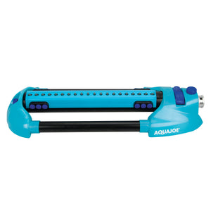 Side view of the Aqua Joe 20-nozzle Indestructible Metal Base Oscillating Sprinkler.