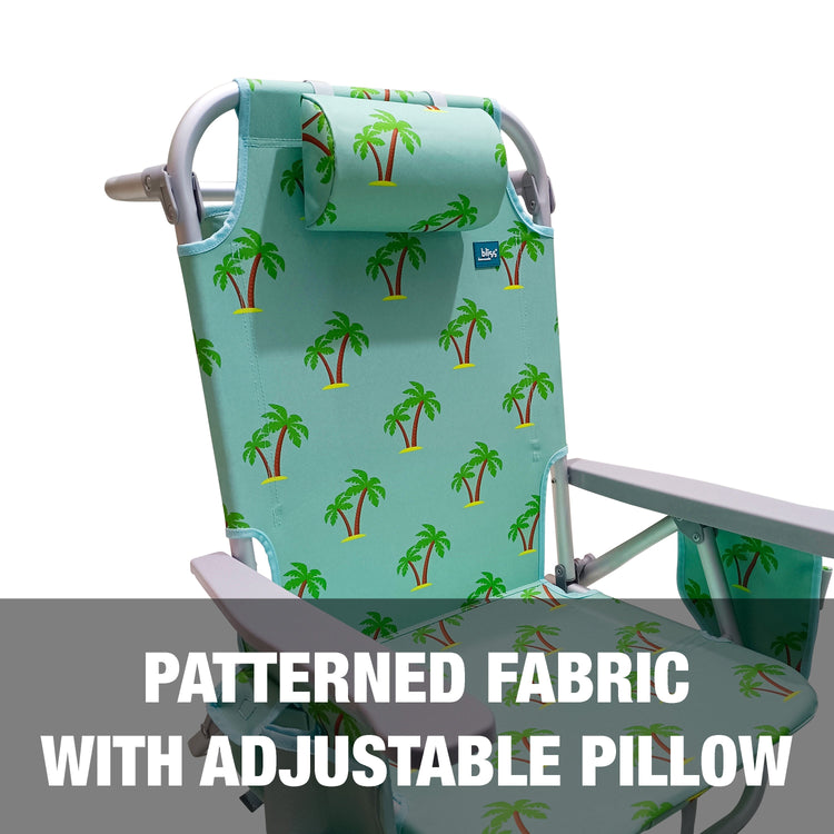 Patterned fabric with adjustable pillow.