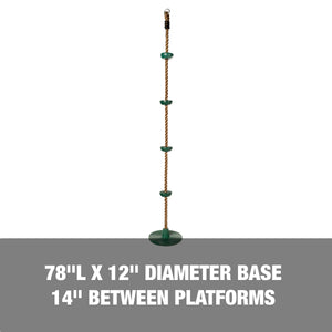 78 inches long with a 12-inch diameter base and 14-inches between platforms.