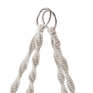 Close-up of the rings to hang the Bliss Hammocks 31.5-inch Wide White Macramé Swing Chair.