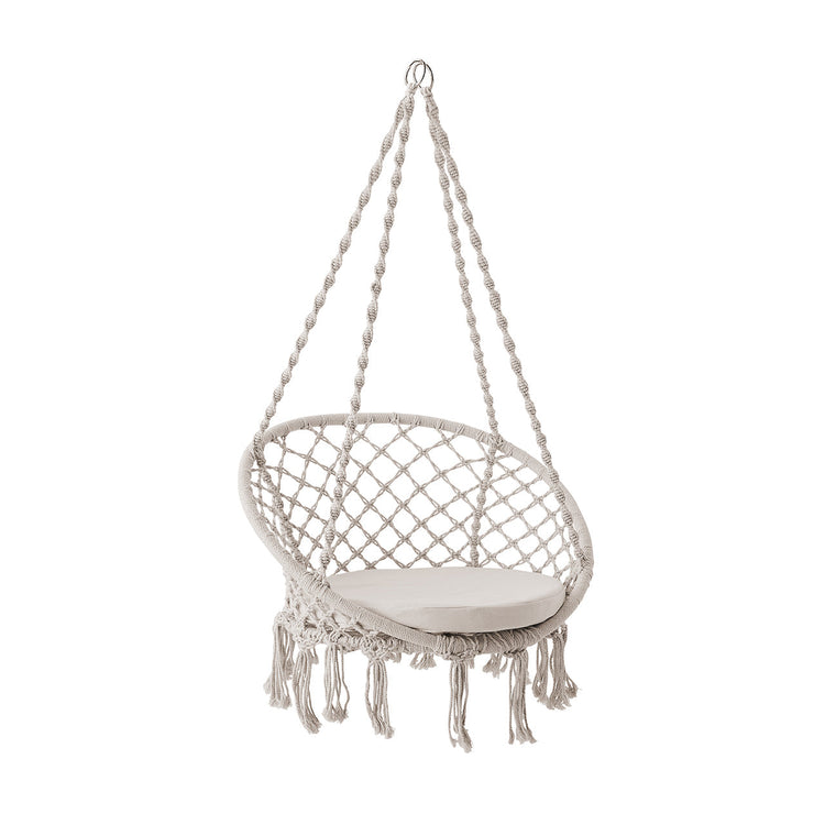 Bliss Hammocks 31.5-inch Wide White Macramé Swing Chair.