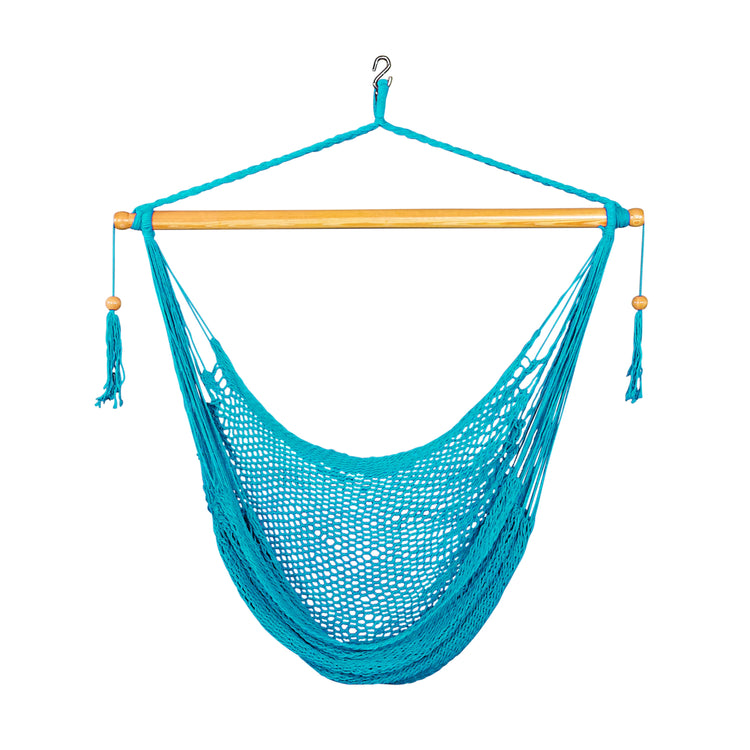 Bliss Hammocks 40-inch Light Blue Island Rope Hammock Chair.