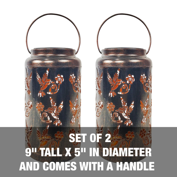 9 inches tall by 5 inches in diameter and comes with a handle.