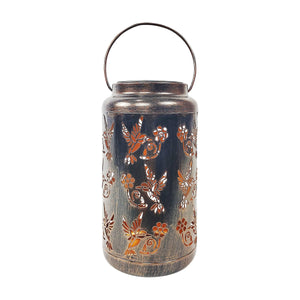 9-inch Solar LED Bronze Lantern with Humming Bird Design.