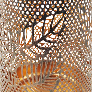 Close-up of the bronze hand-painted finish and berry leaf pattern.