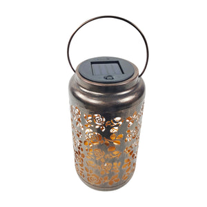 Top-angled view, showing the solar panel on the bronze lantern.