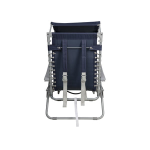 Rear view of a navy color Beach Recliner.