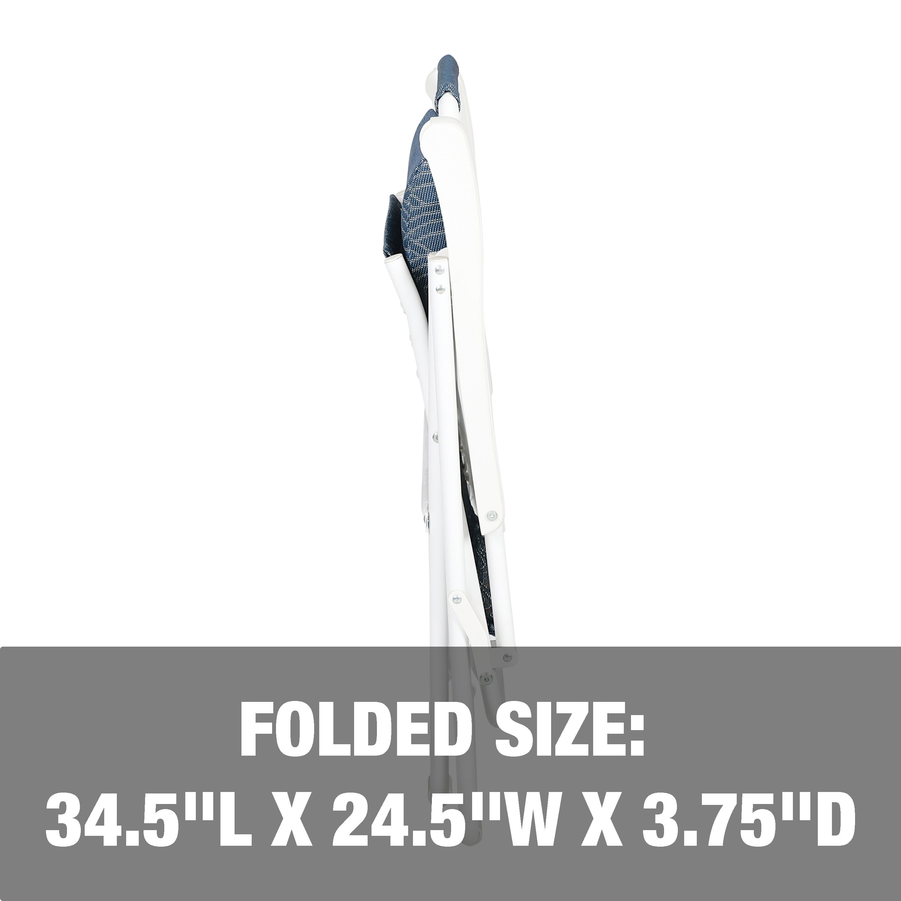 Folded size: 34.5 inch length, 24.5 inch width, and 3.75 inch depth.