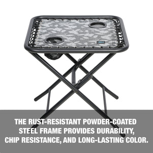 The rust-resistant powder-coated steel frame provides durability, chip resistance, and long-lasting color.