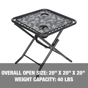Overall open size: 20 by 20 by 20 inches, with a weight capacity of 40 pounds.