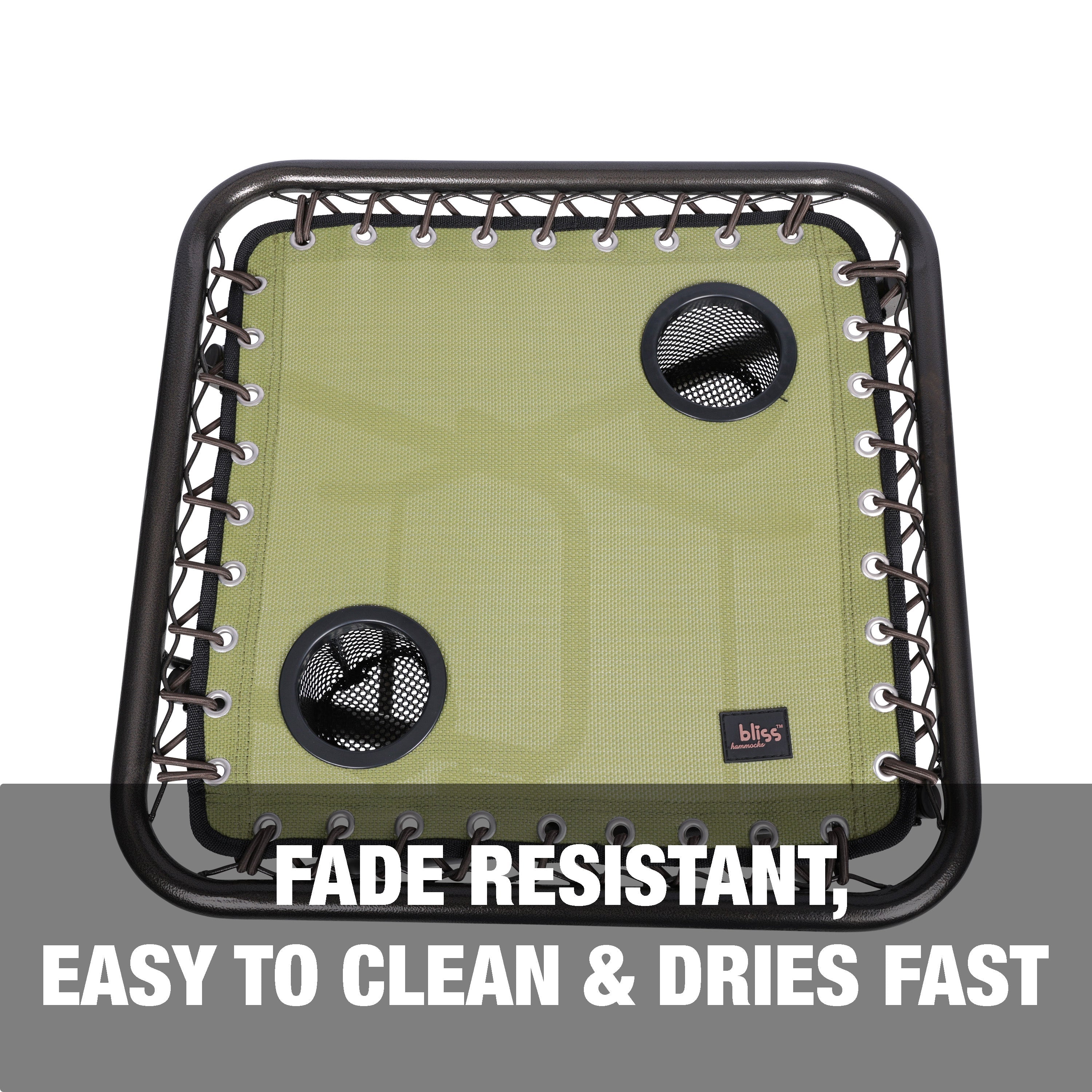 Fade resistant, easy to clean, and dries fast.