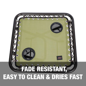 Fade resistant, easy to clean, and dries fast.