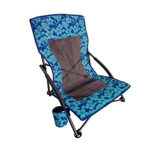 Bliss Hammocks Collapsible Blue Flower Beach Chair.