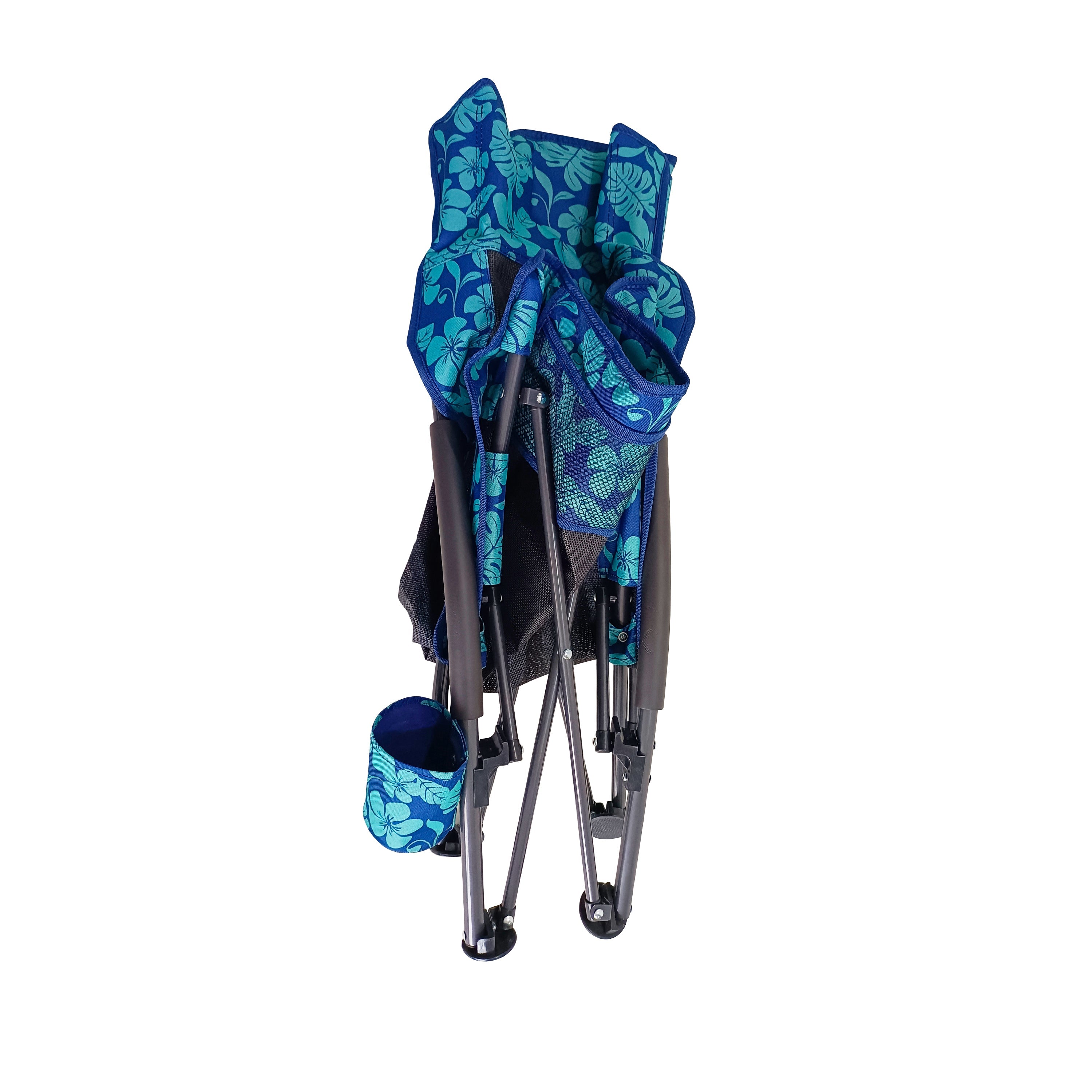 Collapsed Bliss Hammocks Collapsible Blue Flower Beach Chair.
