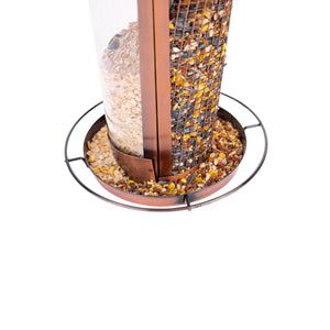 Close-up of the base and circular perch bar on the Bliss Outdoors 2-in-1 Hanging Bird Feeder.