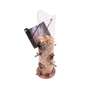 Bliss Outdoors 6-Port Bird Feeder with the flip-top cover disconnected.
