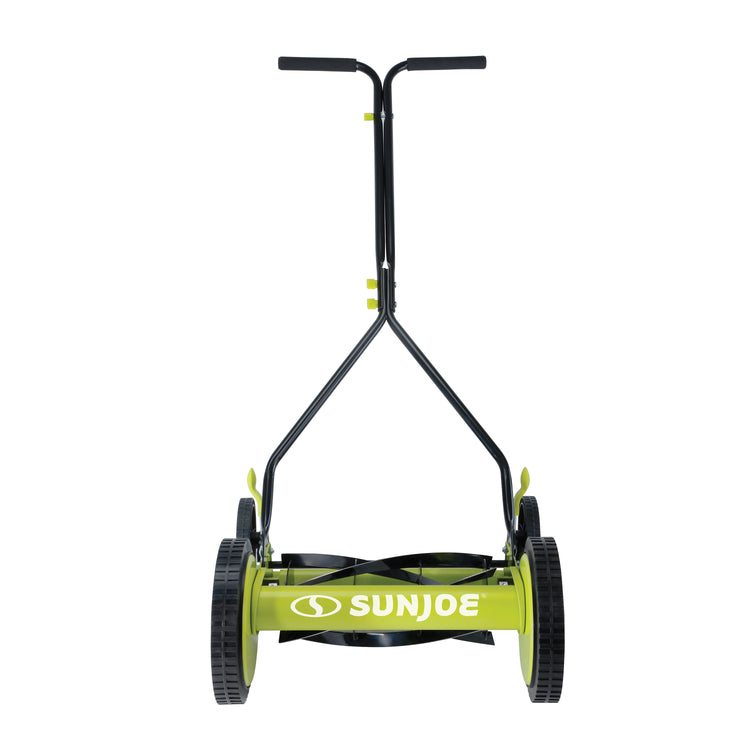 Front view of the Sun Joe 14-inch Manual Reel Lawn Mower.