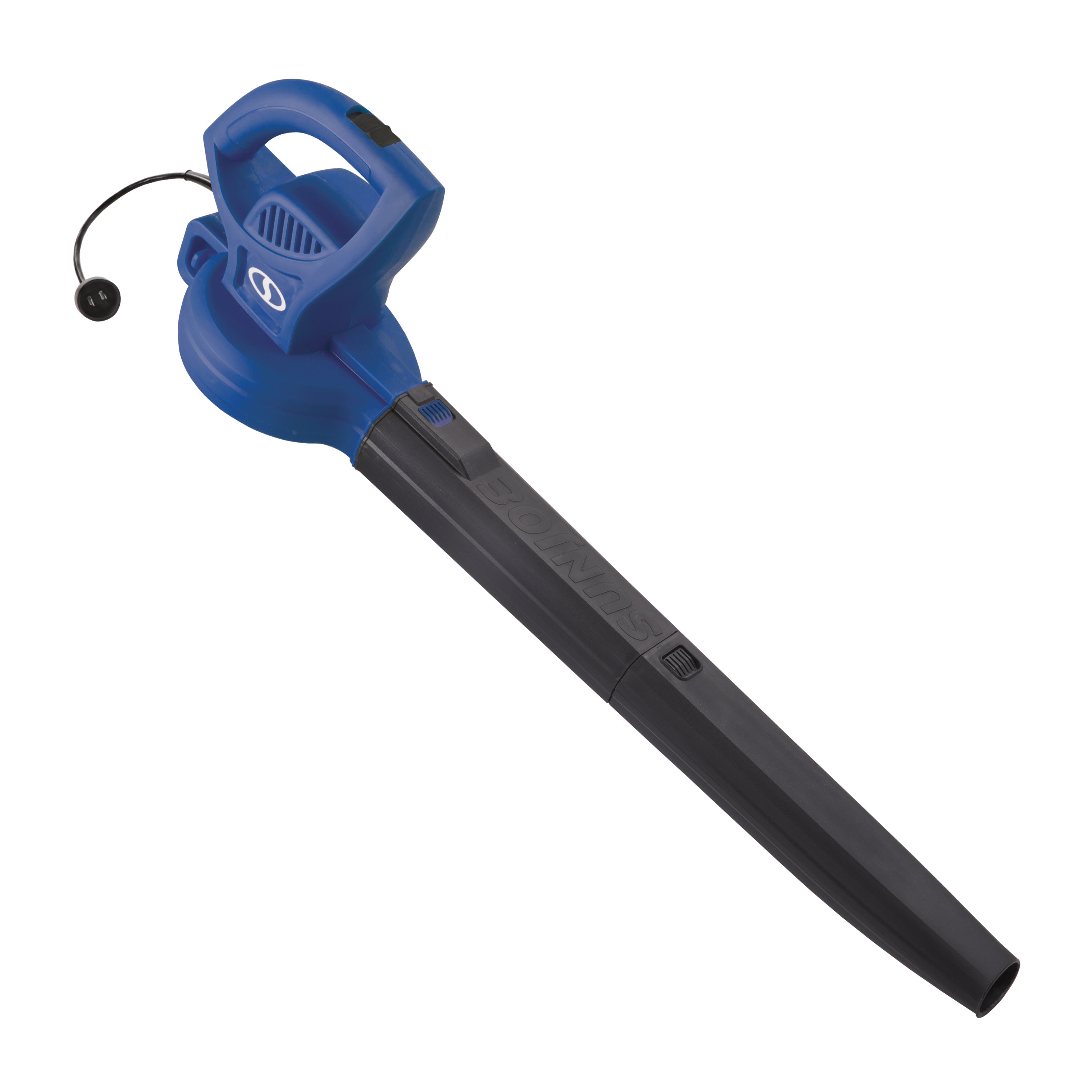 Angled view of the Sun Joe 6-amp blue-colored All-Purpose Electric Blower.