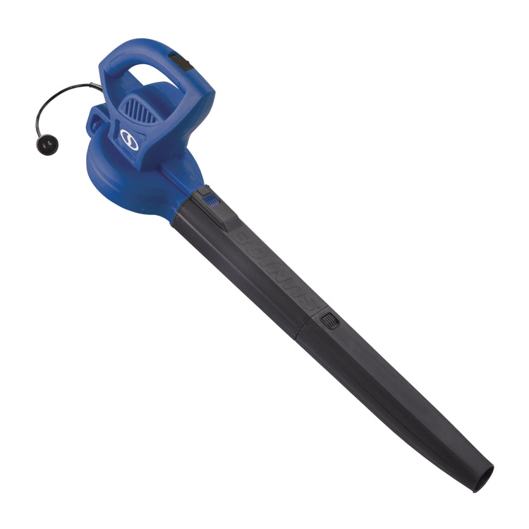 Angled view of the Sun Joe 6-amp blue-colored All-Purpose Electric Blower.