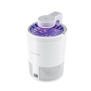 Top-angled view of the Sun Joe white non-toxic UV Indoor Insect Trap