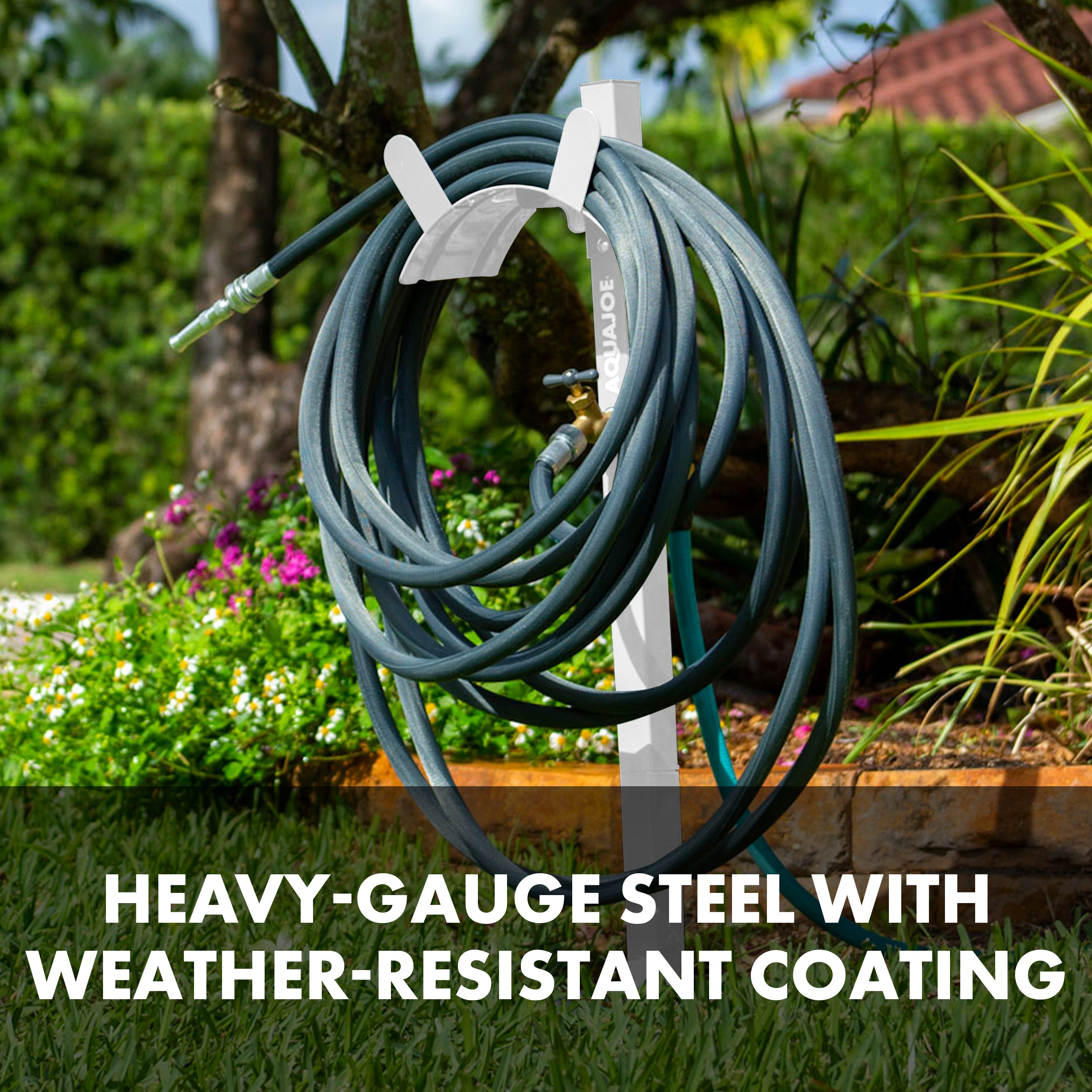 heavy duty construction of aqua joe hose stand