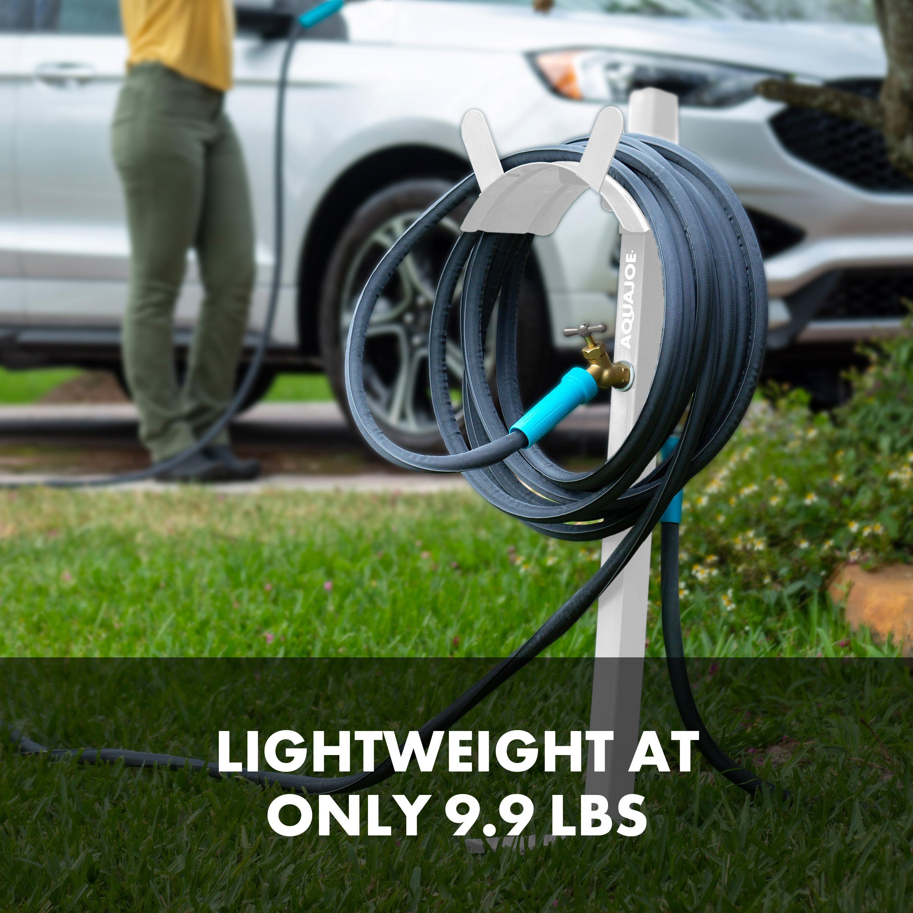 lightweight construction of aqua joe hose stand