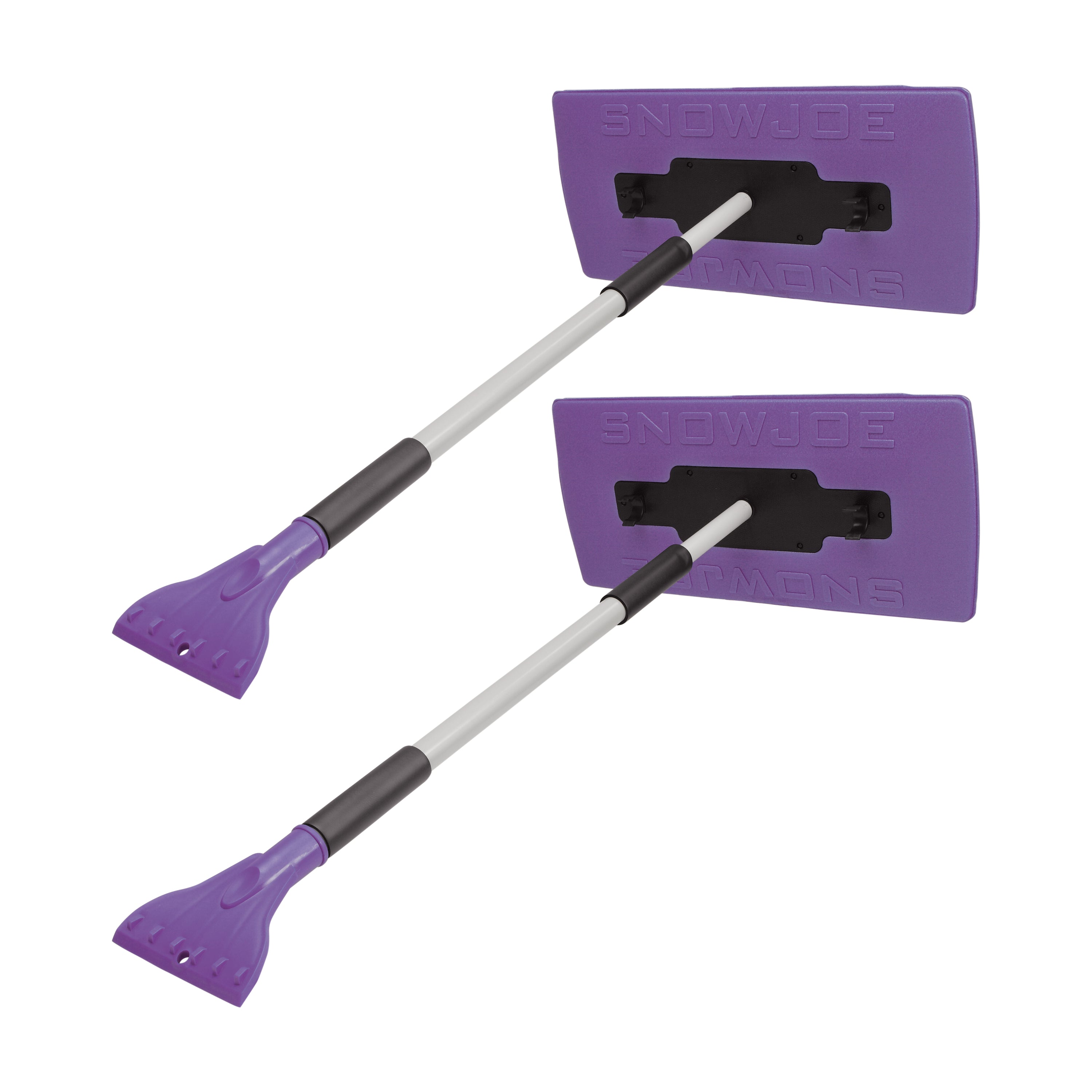 Snow Joe SJBLZD-JMB-PRP2 2-Pack Jumbo Telescoping Snow Broom + Ice Scraper (Purple)