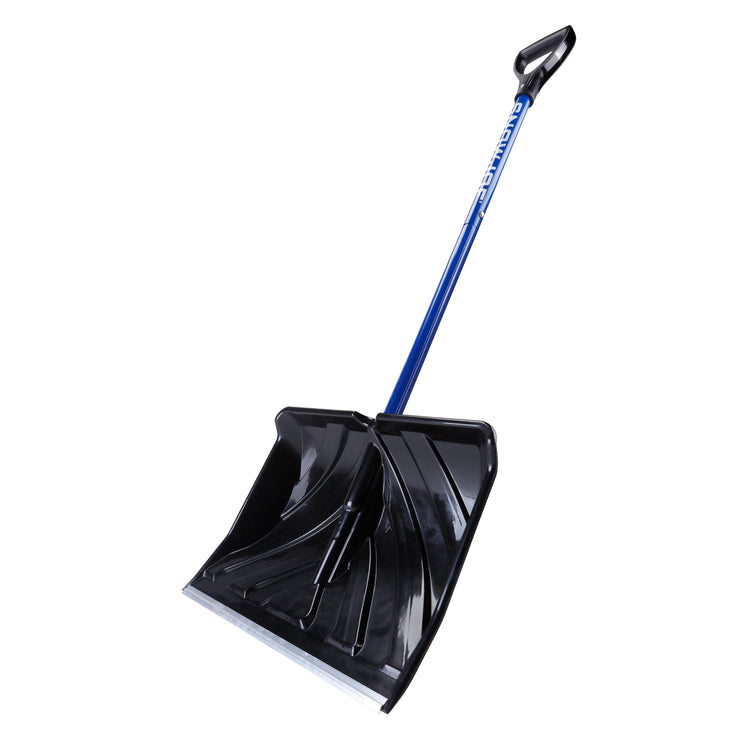 Angled view of the Snow Joe 18-inch combination snow shovel and pusher.