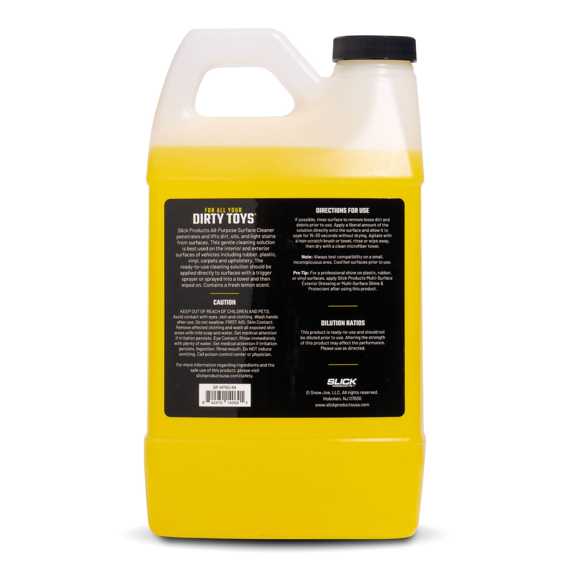 back of package for slick all purpose surface cleaner