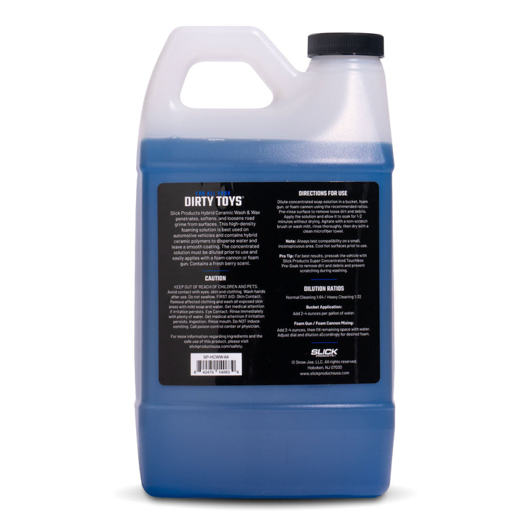 slick products half gallon wash and wax rear label view