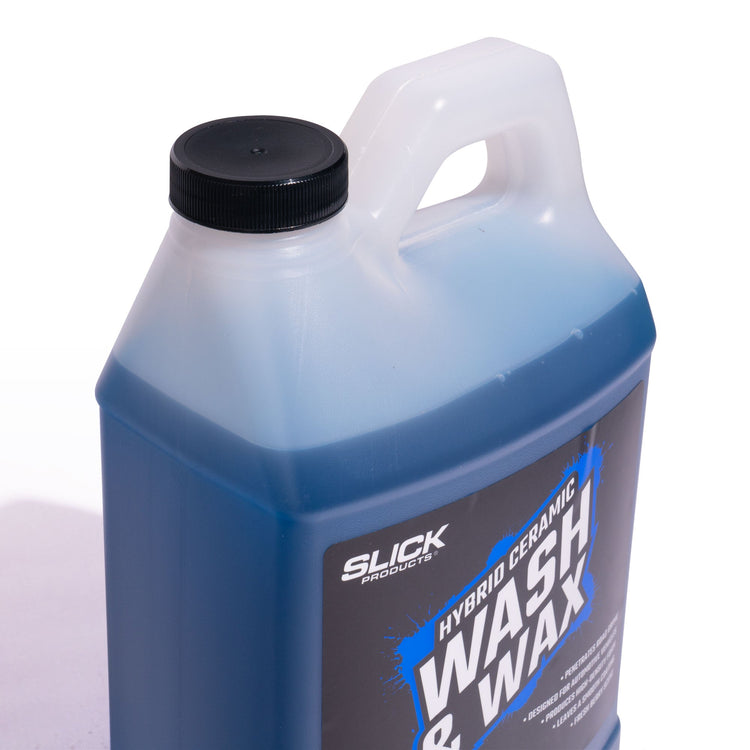 Slick Products pouring cap and cap of wash and wax