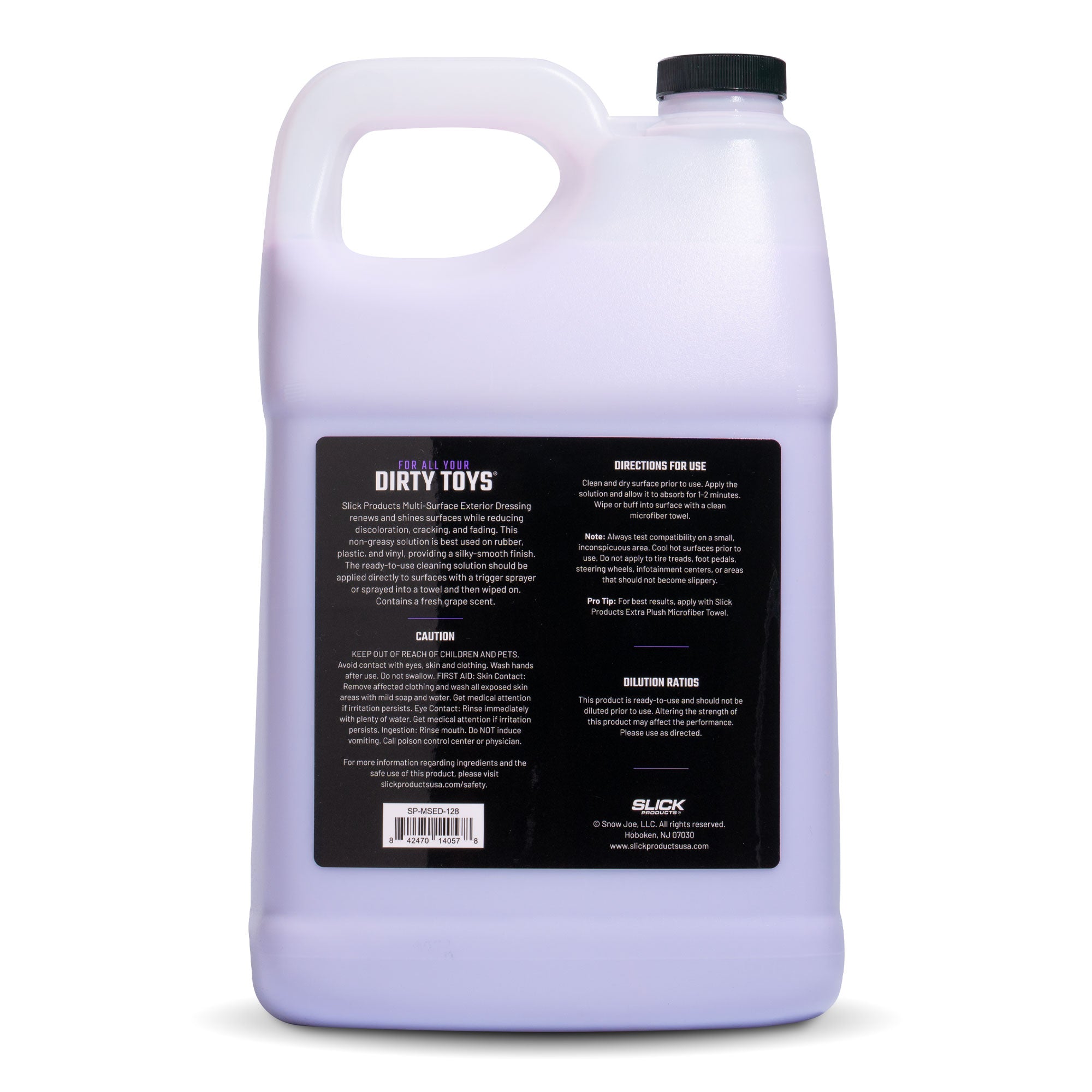 slick products exterior dressing rear label