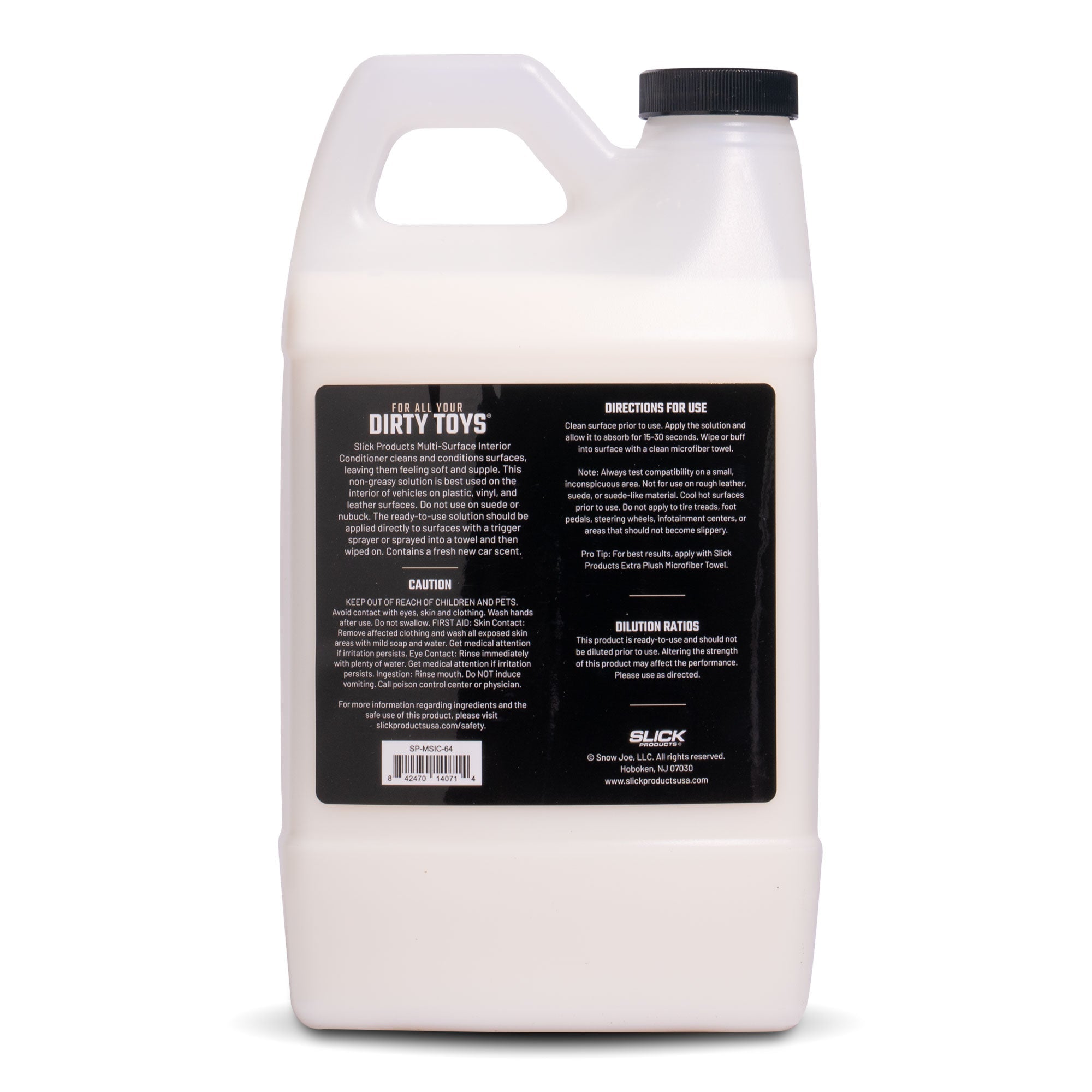 slick products interior conditioner rear label view