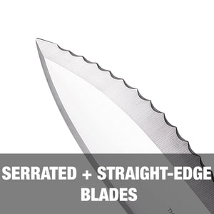 Serrated and straight edge blade.