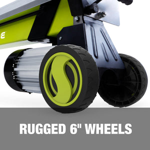 Rugged 6-inch wheels.