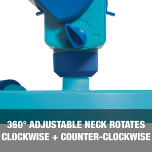 360-degree adjustable neck rotates clockwise and counter-clockwise.